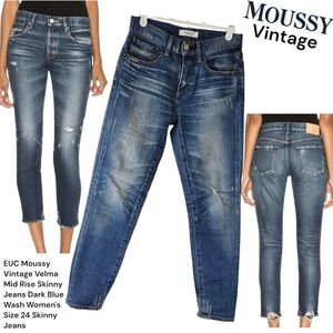 Moussy Vintage Velma Mid Rise Skinny Jeans distressed Vintage Wash Women's 24